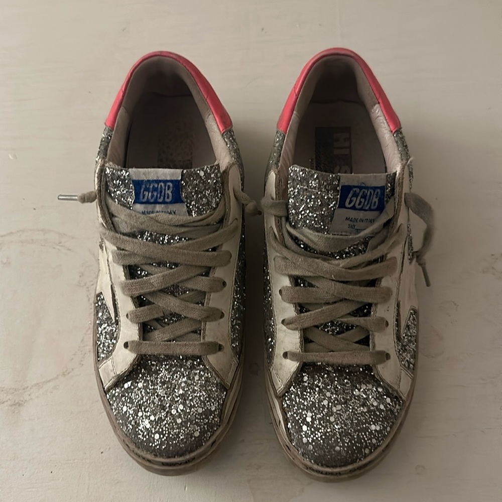 Golden Goose hi-star sparkly shoes